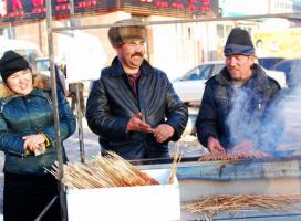 Xinjiang Lamb Skewers Being Cooked