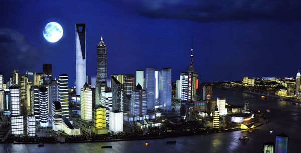 Shanghai World Financial Center At Night