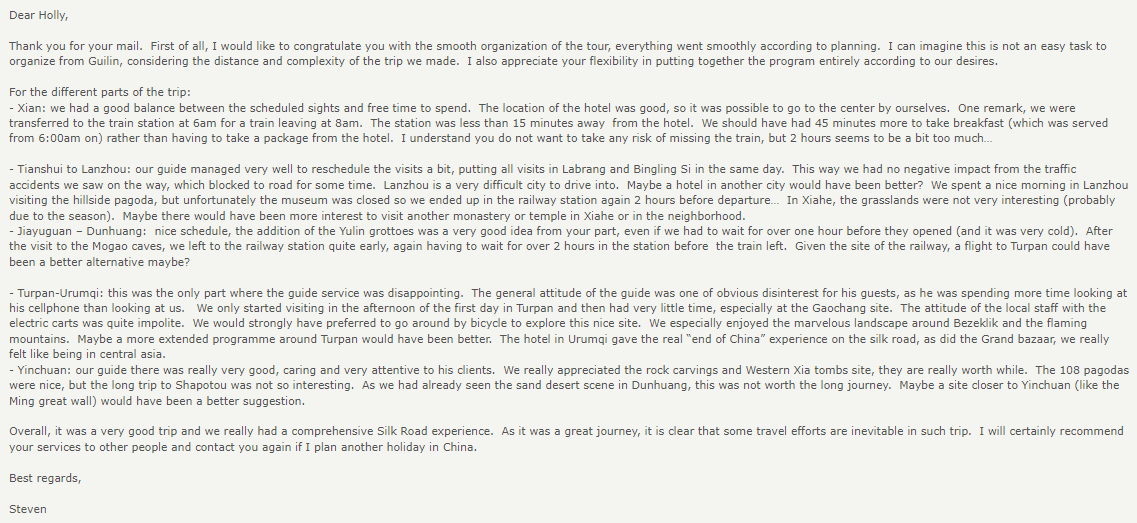 Steven - 14-day Xian Gansu Xinjiang Silk Road China Tour